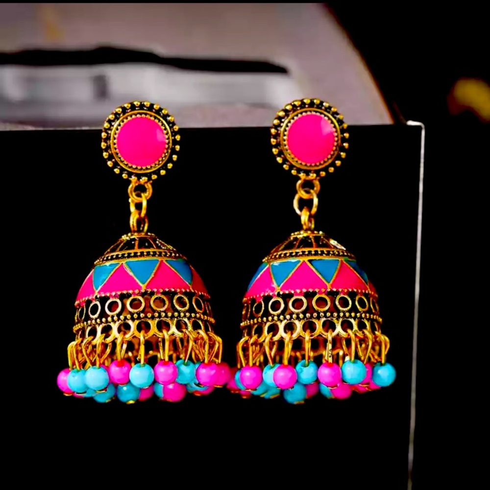 Indian Pakistani Afghani Boho vintage Ethnic Drop Earrings Jhumka 💕